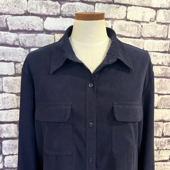 Josephine Chaus Sport Navy long Sleeve Button Down Jacket Size XL - Picture 2 of 9